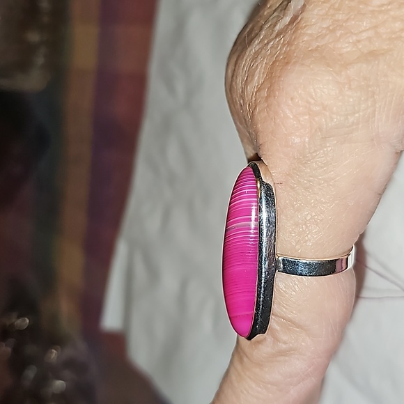 New Banded Agate Sterling Silver Ring - Picture 2 of 7